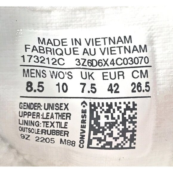 Converse Chuck Taylor Ivory Off White Leather Crafted Boot Men's 8.5 Women's 10 - Picture 8 of 15